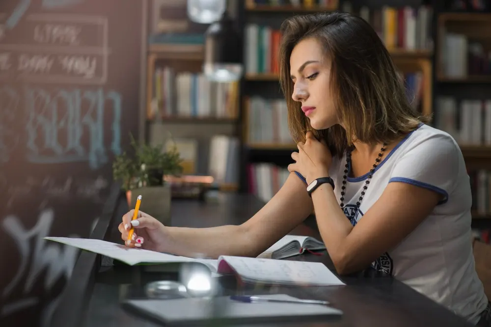 Student studying